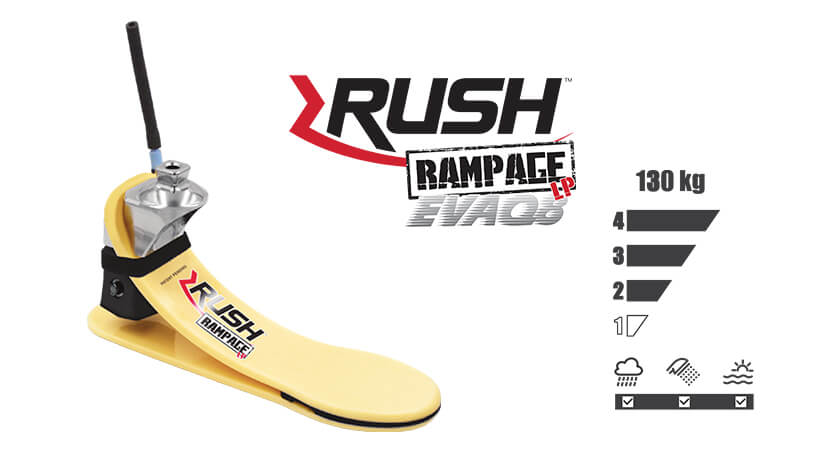 <b>ガラス繊維強化樹脂製足部</b><br>RUSH RAMPAGE LP EVAQ8