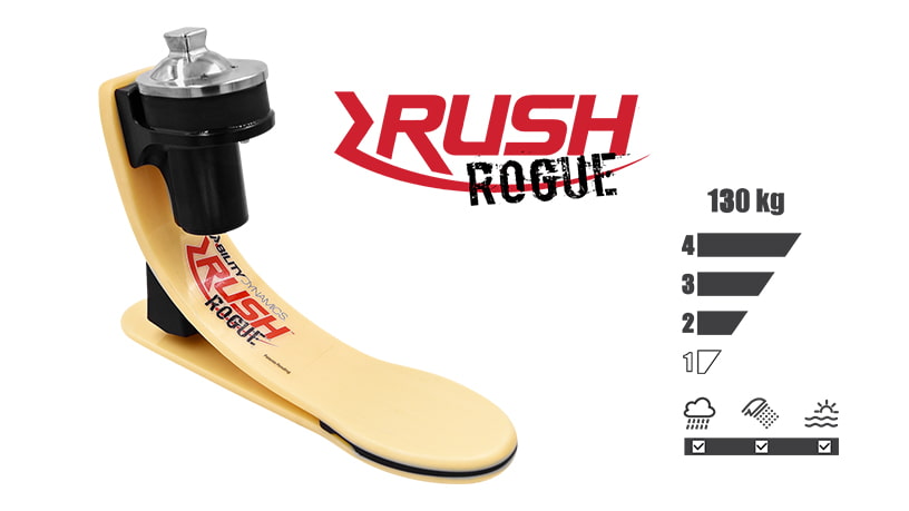 <b>ガラス繊維強化樹脂製足部</b><br>RUSH ROGUE